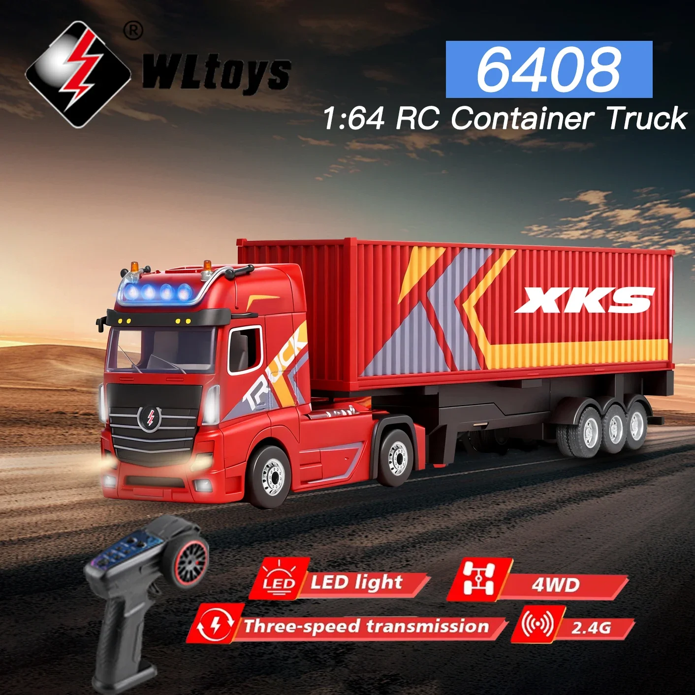WLtoys 6408 1/64 Alloy RC Tractor Truck with Light 4WD Horn Independent Control Liftable Container Cruise Control RC Car Kid Toy
WLtoys 6408 1/64 Alloy RC Tractor Truck with Light 4WD Horn Independent Control Liftable Container Cruise Control RC Car Kid Toy