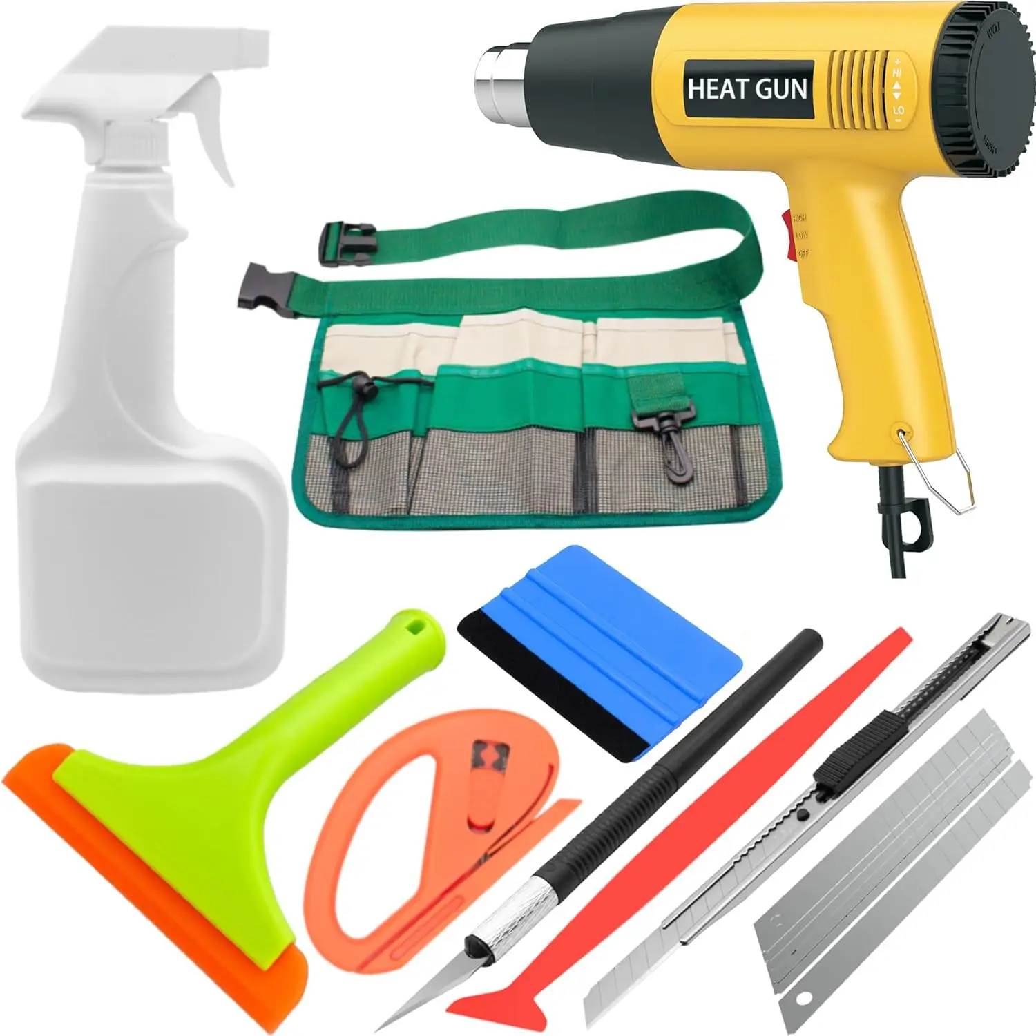 Vinyl Wrap Installation Kit with Felt Squeegee, Heat Gun, Utility Knife, Wrapping Bag, Water Blade (10 Pcs Tinting Set)
Vinyl Wrap Installation Kit with Felt Squeegee, Heat Gun, Utility Knife, Wrapping Bag, Water Blade (10 Pcs Tinting Set)