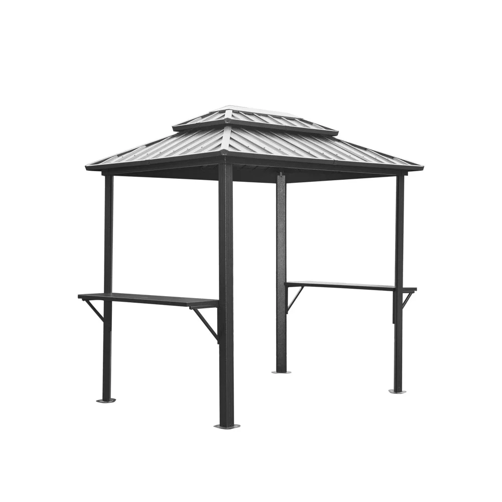 8x6FT Grill Gazebo, Aluminum Frame, Double Hardtop Roof, Outdoor BBQ Canopy with Shelves, Permanent Patio Shelter, Grey
8x6FT Grill Gazebo, Aluminum Frame, Double Hardtop Roof, Outdoor BBQ Canopy with Shelves, Permanent Patio Shelter, Grey