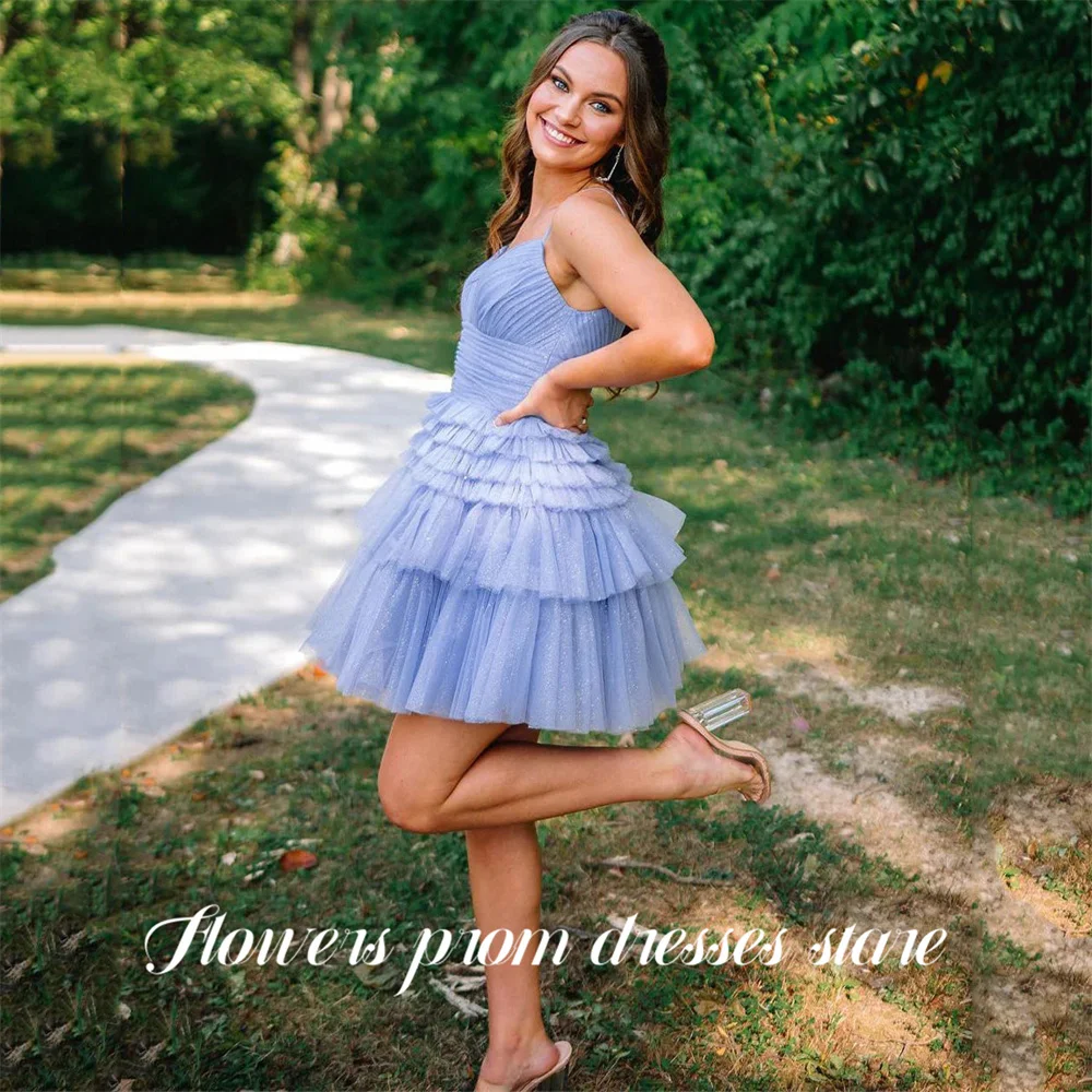Flowers Lilac Evening Dress Spaghetti Strap Tiered Party Dresses Tulle Mini Prom Gown Spaghetti Strap robes du soir Customized
Flowers Lilac Evening Dress Spaghetti Strap Tiered Party Dresses Tulle Mini Prom Gown Spaghetti Strap robes du soir Customized