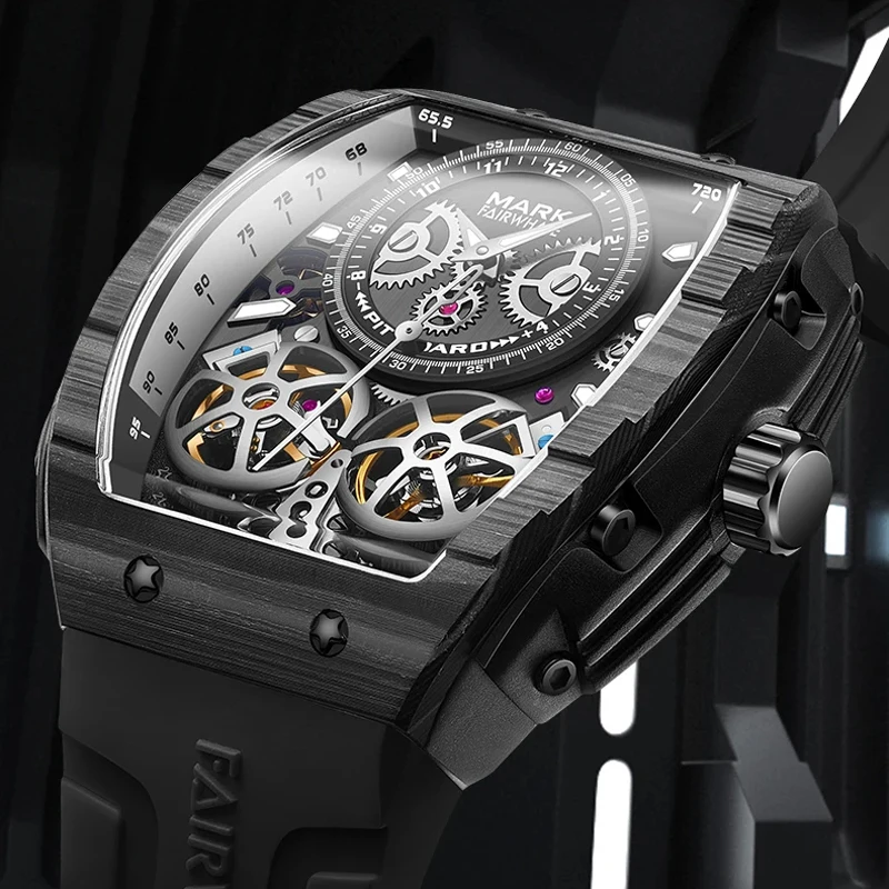 Mark Fairwhale Fashion Men's Double Tourbillon Watches Silicone Strap Carbon Fiber Case Design Luxury Mechanical Watch For Men
Mark Fairwhale Fashion Men's Double Tourbillon Watches Silicone Strap Carbon Fiber Case Design Luxury Mechanical Watch For Men