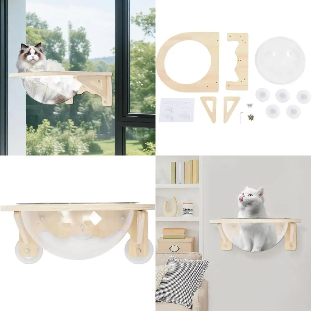 Wall-Mounted Transparent Cat Bed with Wood Frame - Floating Pet Furniture for Cats & Kittens, Play and Rest Station
Wall-Mounted Transparent Cat Bed with Wood Frame - Floating Pet Furniture for Cats & Kittens, Play and Rest Station