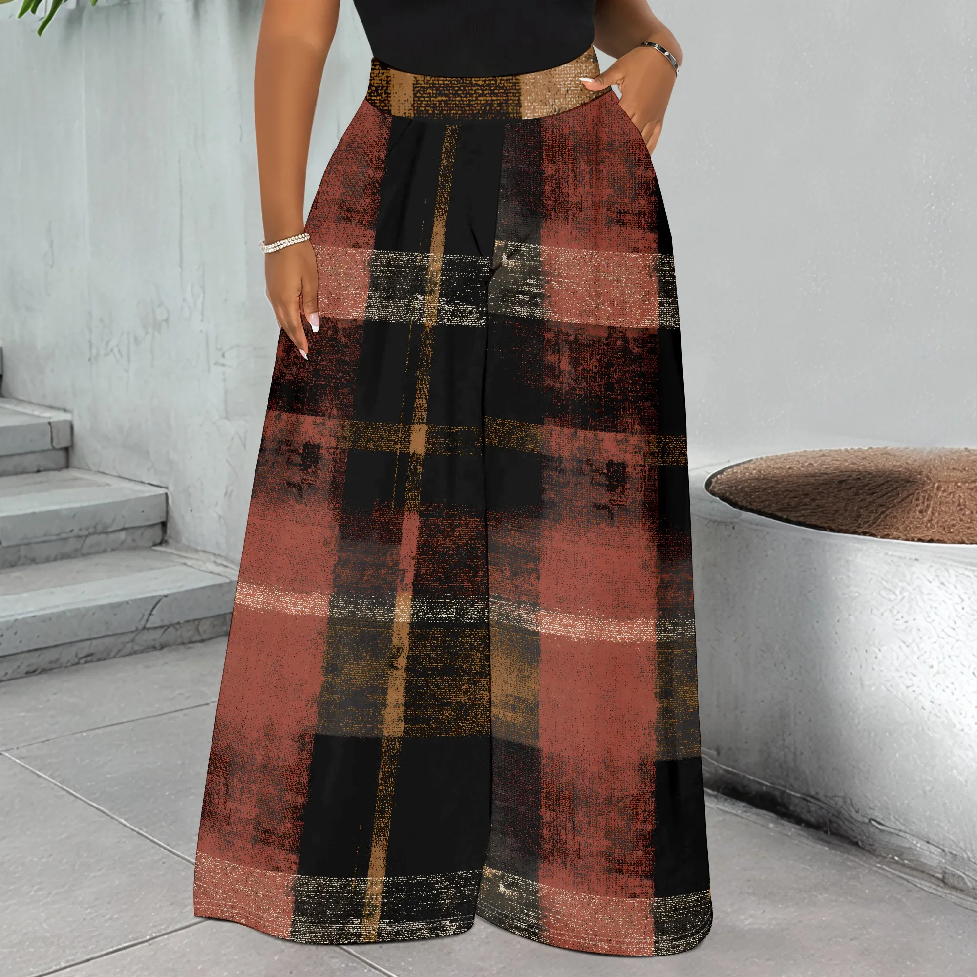 Plaid Print Wide Leg Pants, Red Black Check Trousers, Vintage Casual Bottoms for Women, Pockets, S-3XL
Plaid Print Wide Leg Pants, Red Black Check Trousers, Vintage Casual Bottoms for Women, Pockets, S-3XL