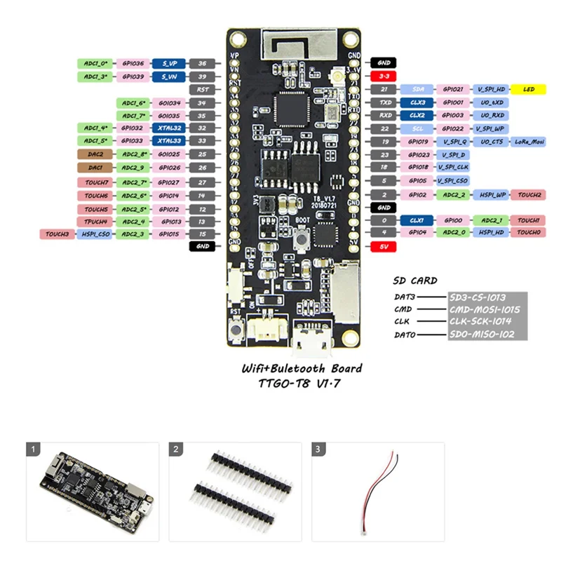 T8 Rev1 Development Board Motherboard V1.7 ESP32 WROVER Electronic Module 4MB FLASH 8MB PSRAM Durable Easy To Use