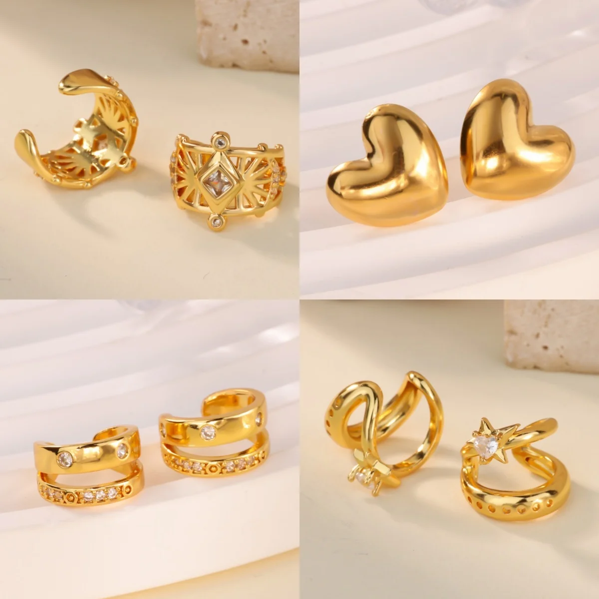 Classic HeartWomen's Earrings 18K Gold-Plated with Star-Shaped Zirconia Everyday Minimalist Jewelry Earrings
Classic HeartWomen's Earrings 18K Gold-Plated with Star-Shaped Zirconia Everyday Minimalist Jewelry Earrings