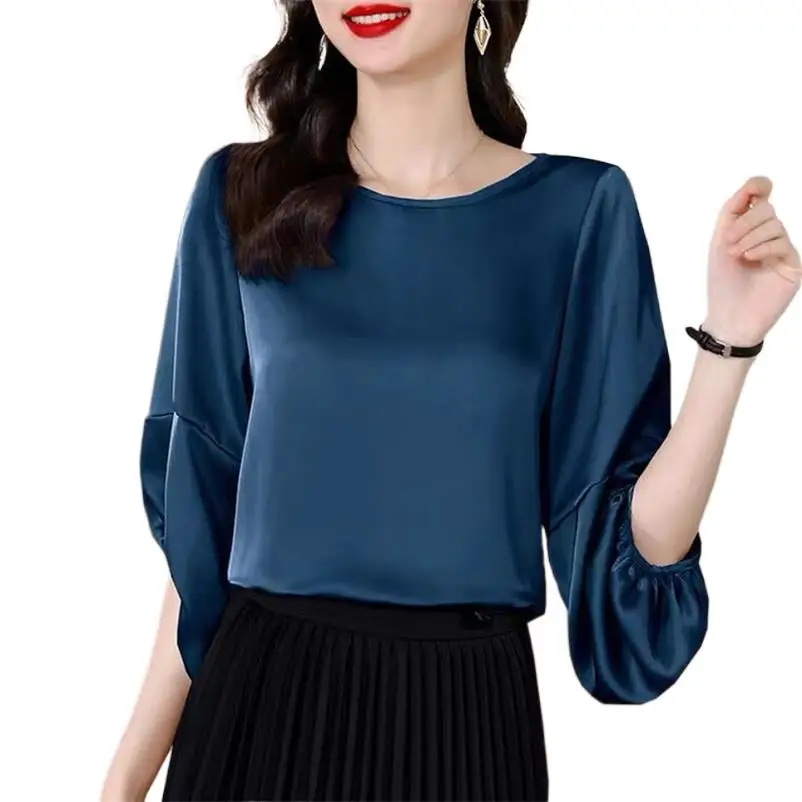Women Satin Blouses and Tops Fashion Casual Loose Feminina Camisas Blusas 4XL 5XL 6XL Female O-neck 3/4 Sleeve T-Shirts
Women Satin Blouses and Tops Fashion Casual Loose Feminina Camisas Blusas 4XL 5XL 6XL Female O-neck 3/4 Sleeve T-Shirts