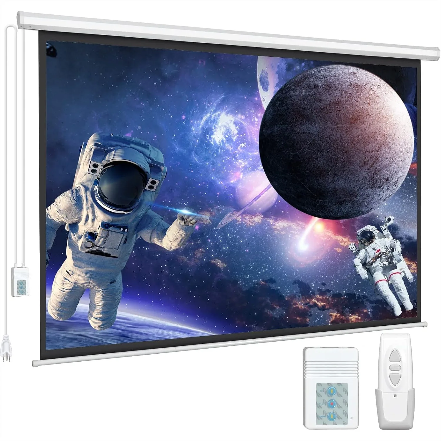 Motorized Projector Screen 100 inch 16:9 4K 3D HD Electric Pull Down with Wireless Remote
Motorized Projector Screen 100 inch 16:9 4K 3D HD Electric Pull Down with Wireless Remote
