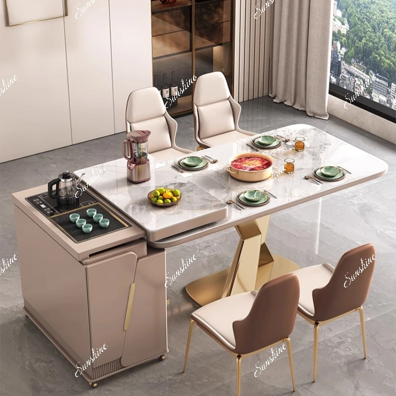 Slate, household small apartment, modern simple and multi-functional movable island dining table and chair combination
Slate, household small apartment, modern simple and multi-functional movable island dining table and chair combination