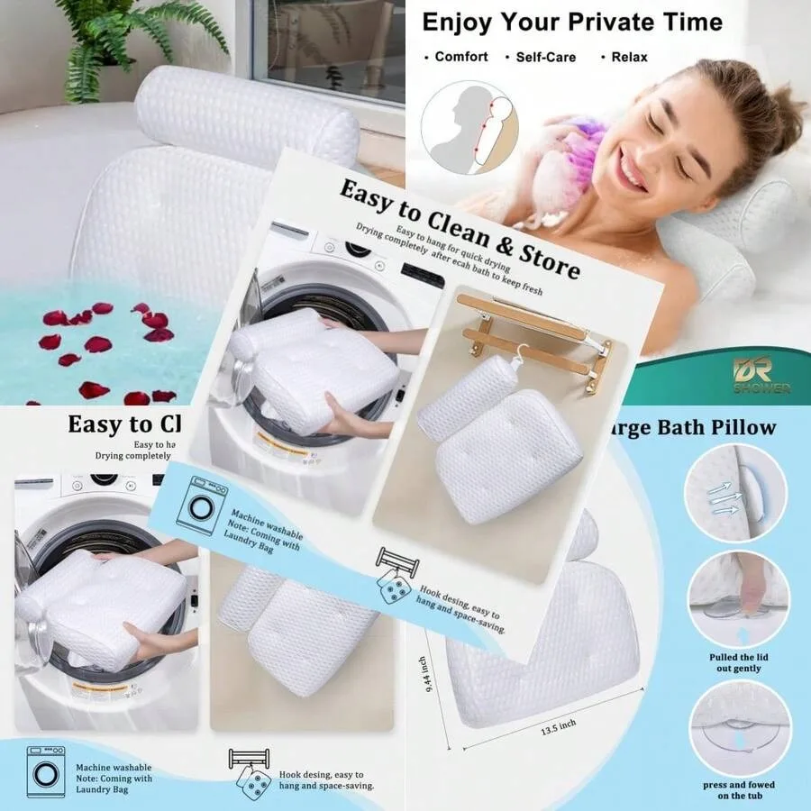 Bath Pillow For Bathtub Support NeckHead And Back With Non-Slip Suction Cups And Comfortabl 4D AirenMesh Bathtub Pillow For Wom
Bath Pillow For Bathtub Support NeckHead And Back With Non-Slip Suction Cups And Comfortabl 4D AirenMesh Bathtub Pillow For Wom