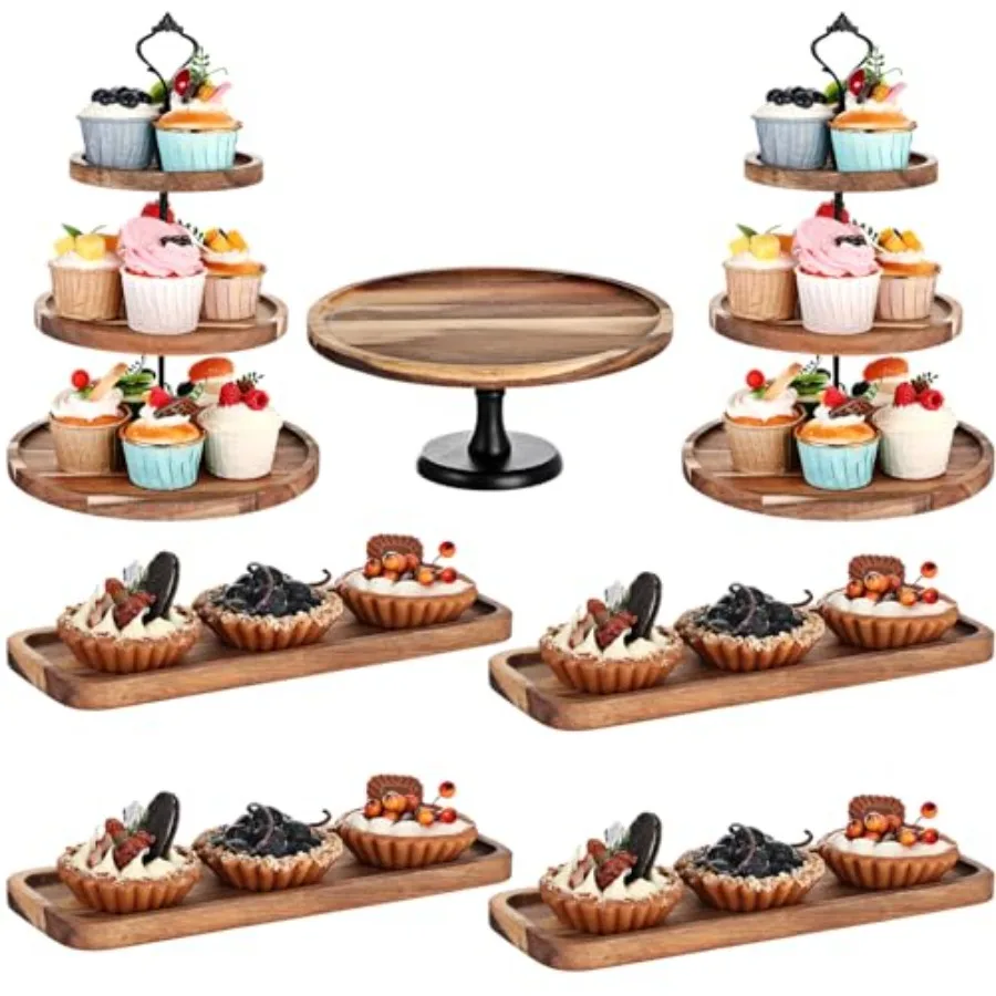 7 Pcs Wood Dessert Table Display Set, 3 Tier Wooden Cupcake Stand Round Cake Stand Rectangular Serving Tray Platter for Display
7 Pcs Wood Dessert Table Display Set, 3 Tier Wooden Cupcake Stand Round Cake Stand Rectangular Serving Tray Platter for Display