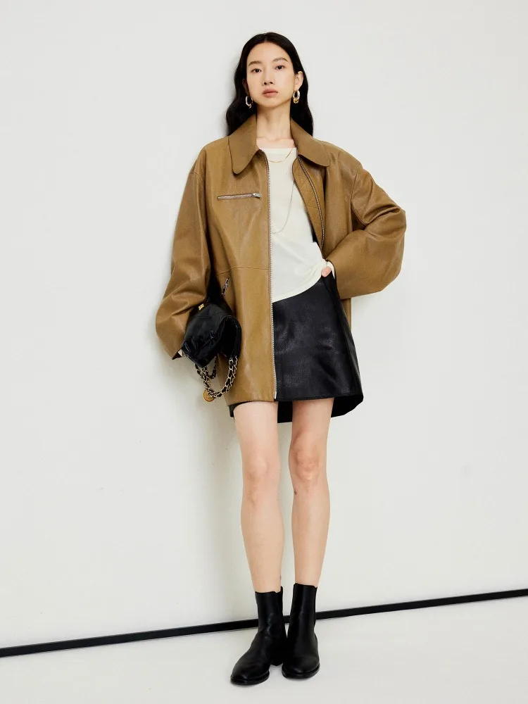 Women Sheepskin Coat Personality Retro Silhouette Loose Natural Leather Jacket Mid-length High Quality Sheepskin Leather Jacket
Women Sheepskin Coat Personality Retro Silhouette Loose Natural Leather Jacket Mid-length High Quality Sheepskin Leather Jacket