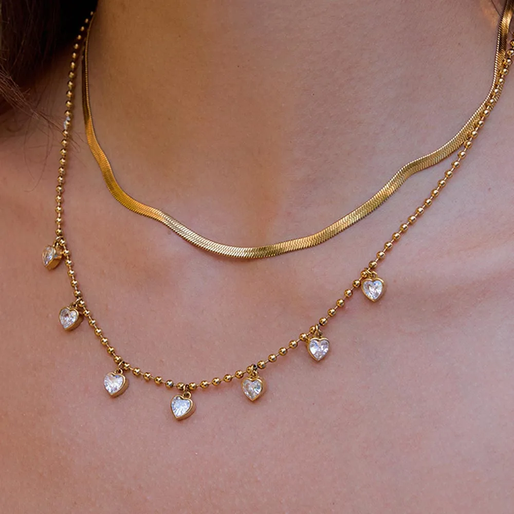 YHTOT Minimalist Zircon Heart Pendant Necklace 18K Gold Color Plated Stainless Steel Chain Stackable Necklace Women's Jewelry
YHTOT Minimalist Zircon Heart Pendant Necklace 18K Gold Color Plated Stainless Steel Chain Stackable Necklace Women's Jewelry