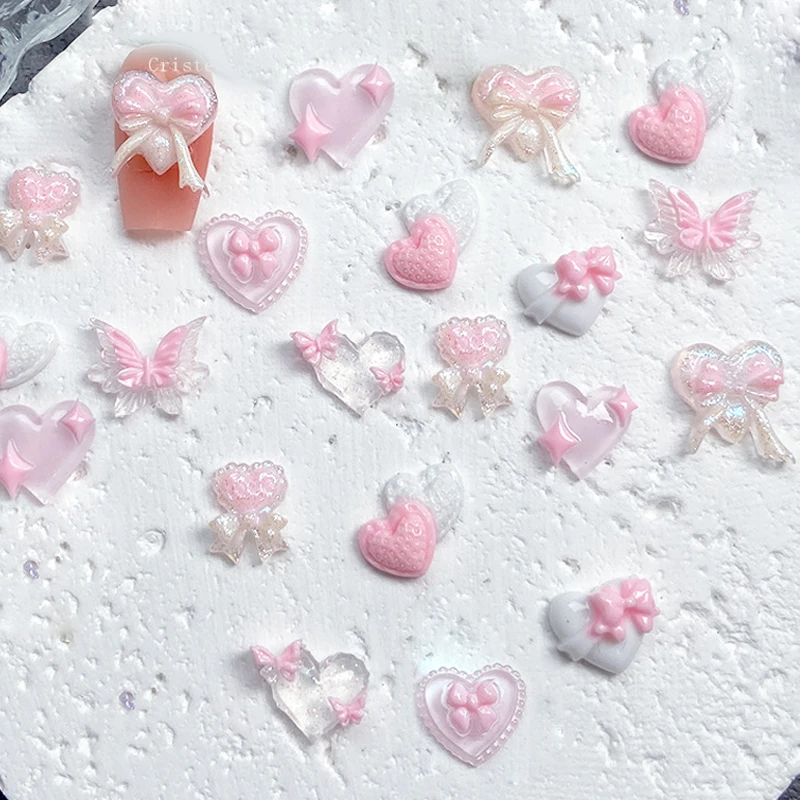 50/20Pcs Pink Bow Heart Resin Nails Charms 3D Manicure DIY Luminous Double Butterfly Peach Sweet Wind Nail Art Decorations
50/20Pcs Pink Bow Heart Resin Nails Charms 3D Manicure DIY Luminous Double Butterfly Peach Sweet Wind Nail Art Decorations