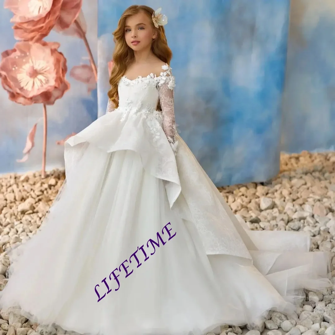 Lace Long Sleeve Flower Girl Dresses For Wedding Customized Appliqued Litter Girls Birthday Gowns Baby First Communion Dresses
Lace Long Sleeve Flower Girl Dresses For Wedding Customized Appliqued Litter Girls Birthday Gowns Baby First Communion Dresses