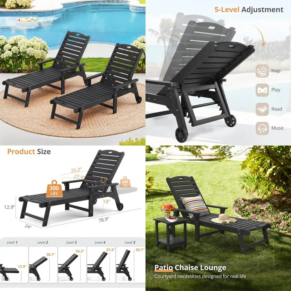 Pair of 79" Large Adjustable Outdoor Chaise Lounge Chairs for Poolside Relaxation
Pair of 79" Large Adjustable Outdoor Chaise Lounge Chairs for Poolside Relaxation
