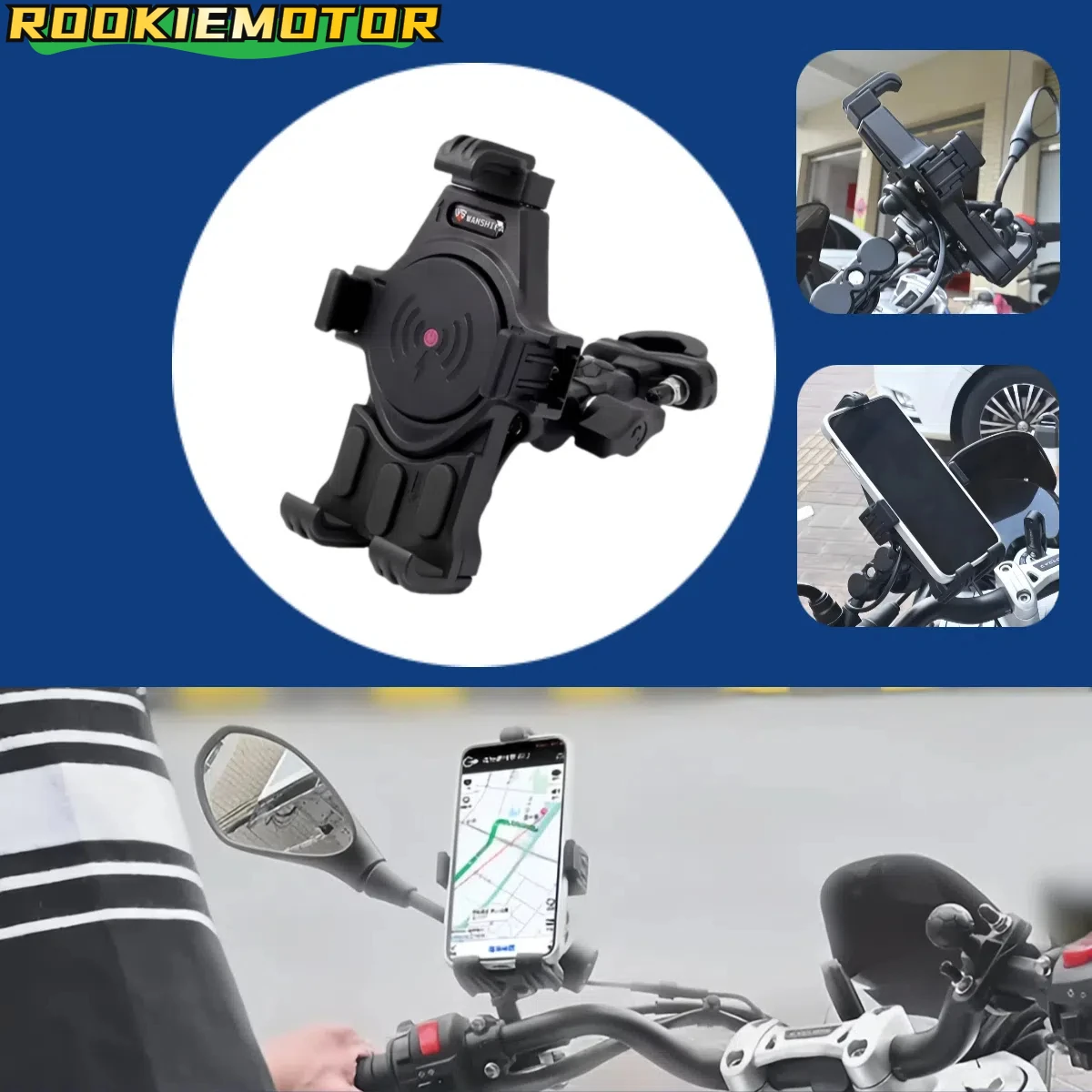 Universal Motorcycle Navigation Bracket Wireless Charging 360° Adjustable Mobile Phone Holder for 4.7-7.2 Inches Phone
Universal Motorcycle Navigation Bracket Wireless Charging 360° Adjustable Mobile Phone Holder for 4.7-7.2 Inches Phone