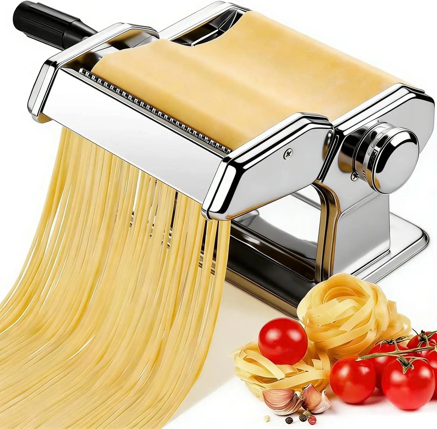 Manual Pasta Maker Machine with 9 Adjustable Thickness Settings, Stainless Steel Noodles Maker for Pasta, Spaghetti, Fettuccini
Manual Pasta Maker Machine with 9 Adjustable Thickness Settings, Stainless Steel Noodles Maker for Pasta, Spaghetti, Fettuccini