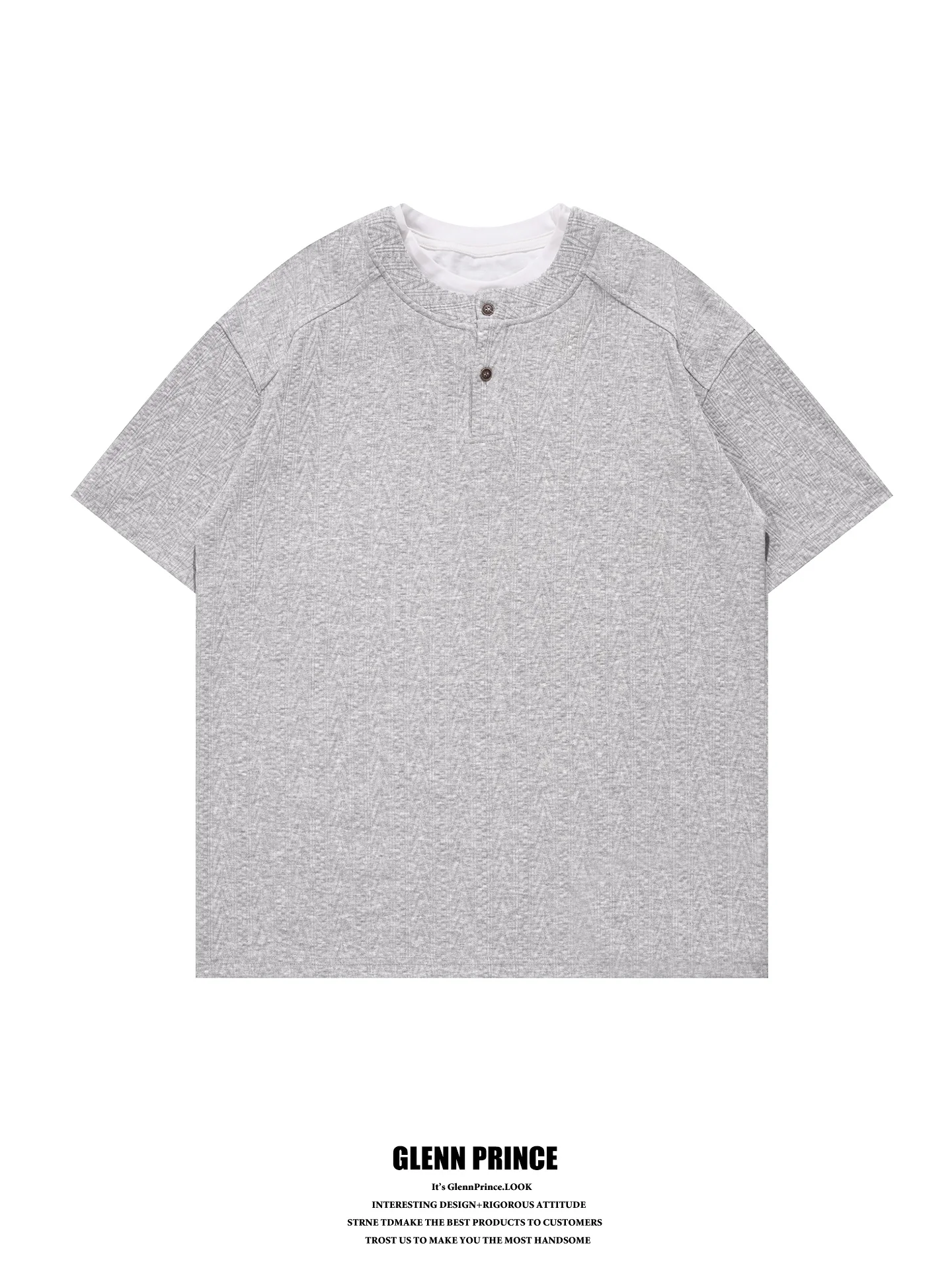 Loose Casual Half Sleeve T-Shirt American Retro Texture Print Henry Collar Fake Two-Piece Summer Polyester Cotton Blend Tee
Loose Casual Half Sleeve T-Shirt American Retro Texture Print Henry Collar Fake Two-Piece Summer Polyester Cotton Blend Tee