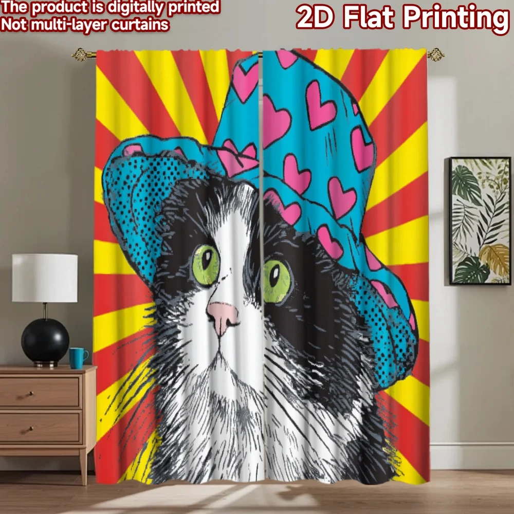 2D flat printing 2pcs Drapes Cat Hearts Hat Fun Digital Printed Polyester Drapes Family Party Use for Photo Booths & Holiday
2D flat printing 2pcs Drapes Cat Hearts Hat Fun Digital Printed Polyester Drapes Family Party Use for Photo Booths & Holiday