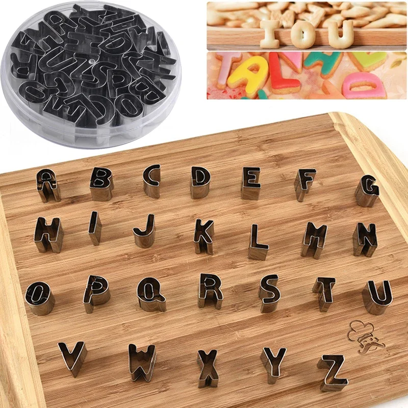 26pcs Letters Cake Mould Fondant Sugar Craft Stainless Steel Cookies Mold Decorating Tools DIY
26pcs Letters Cake Mould Fondant Sugar Craft Stainless Steel Cookies Mold Decorating Tools DIY