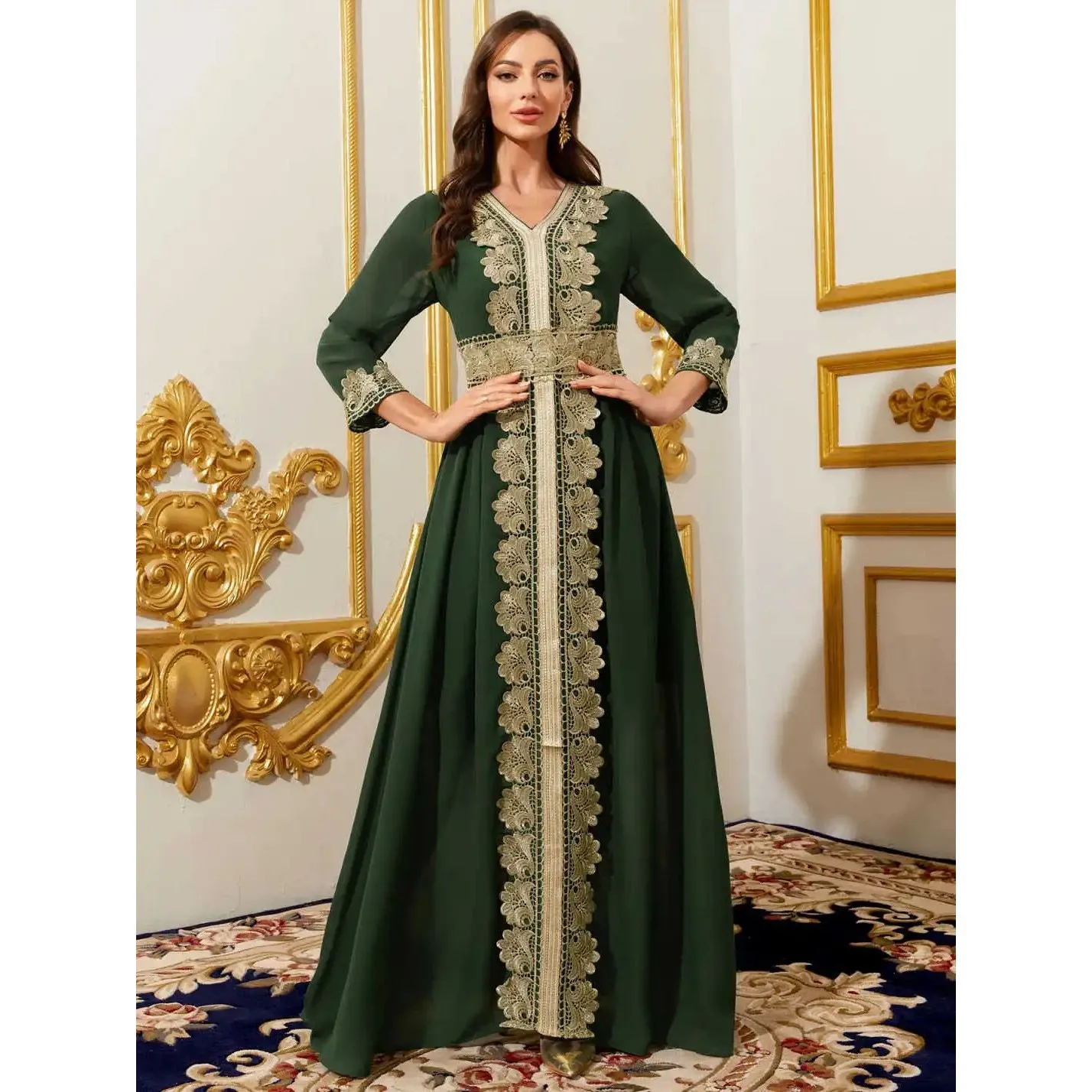 Арабское платье с V-образным вырезом, Дубай, Ближний Восток, кружевное, расклешенное, вышитое, с завышенной талией, зимнее, с длинными рукавами, А-силуэт
Арабское платье с V-образным вырезом, Дубай, Ближний Восток, кружевное, расклешенное, вышитое, с завышенной талией, зимнее, с длинными рукавами, А-силуэт