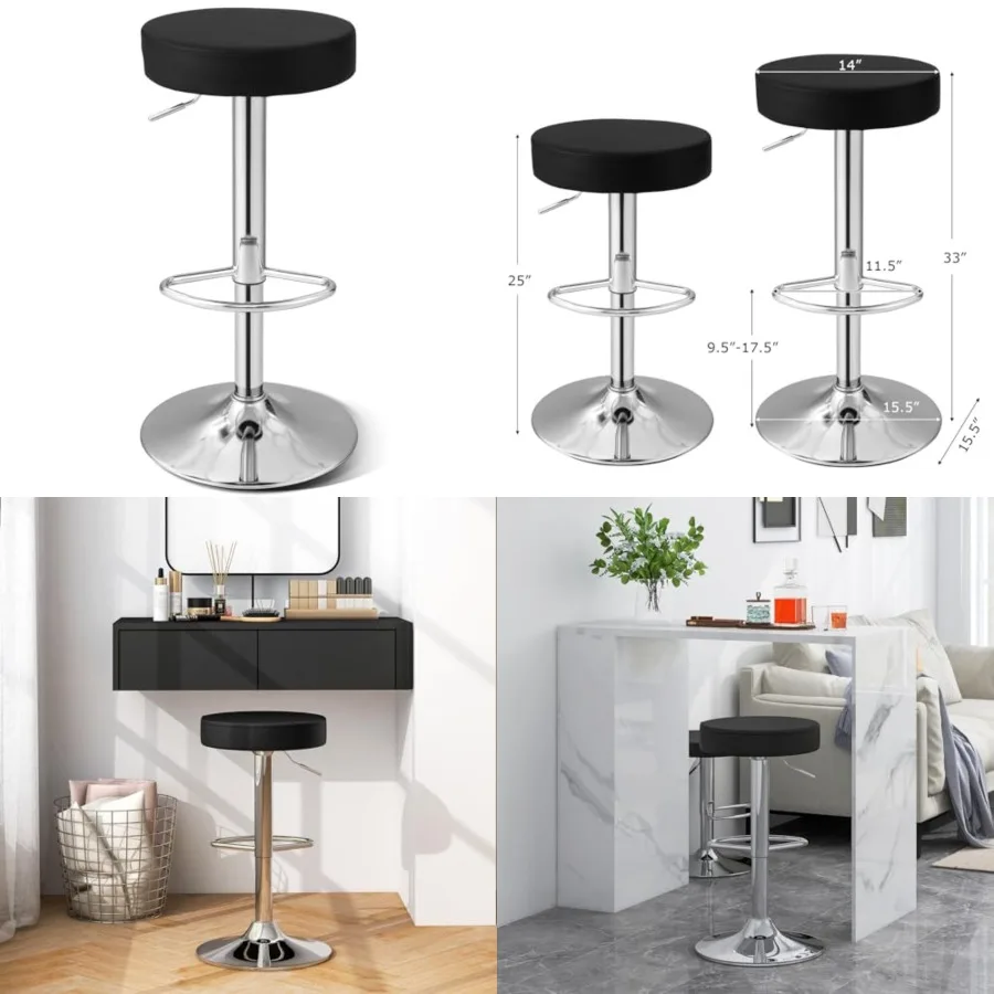 Adjustable Round Bar stools, PU Seat Swivel Bar Stool with footrest
Adjustable Round Bar stools, PU Seat Swivel Bar Stool with footrest