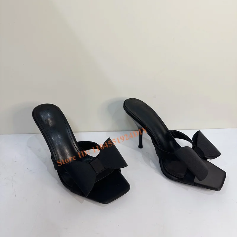 7 and 9Cm Heeled Black Satin Big Bowtie Knot Mules Abnormal Heeled Sandals Women Slip On Muller High Heel Square Toe Sexy Shoes
7 and 9Cm Heeled Black Satin Big Bowtie Knot Mules Abnormal Heeled Sandals Women Slip On Muller High Heel Square Toe Sexy Shoes