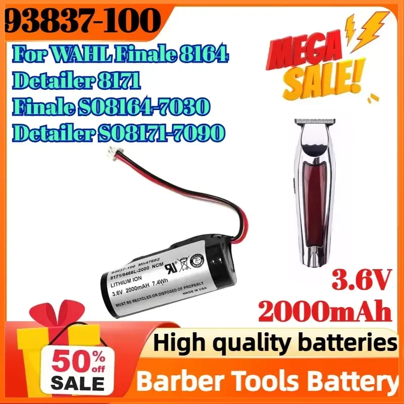 93837-100 3.6V 2000mAh for WAHL Finale 8164 Detailer 8171 Finale S08164-7030 Detailer S08171-7090 Lithium Barber Tools
93837-100 3.6V 2000mAh for WAHL Finale 8164 Detailer 8171 Finale S08164-7030 Detailer S08171-7090 Lithium Barber Tools