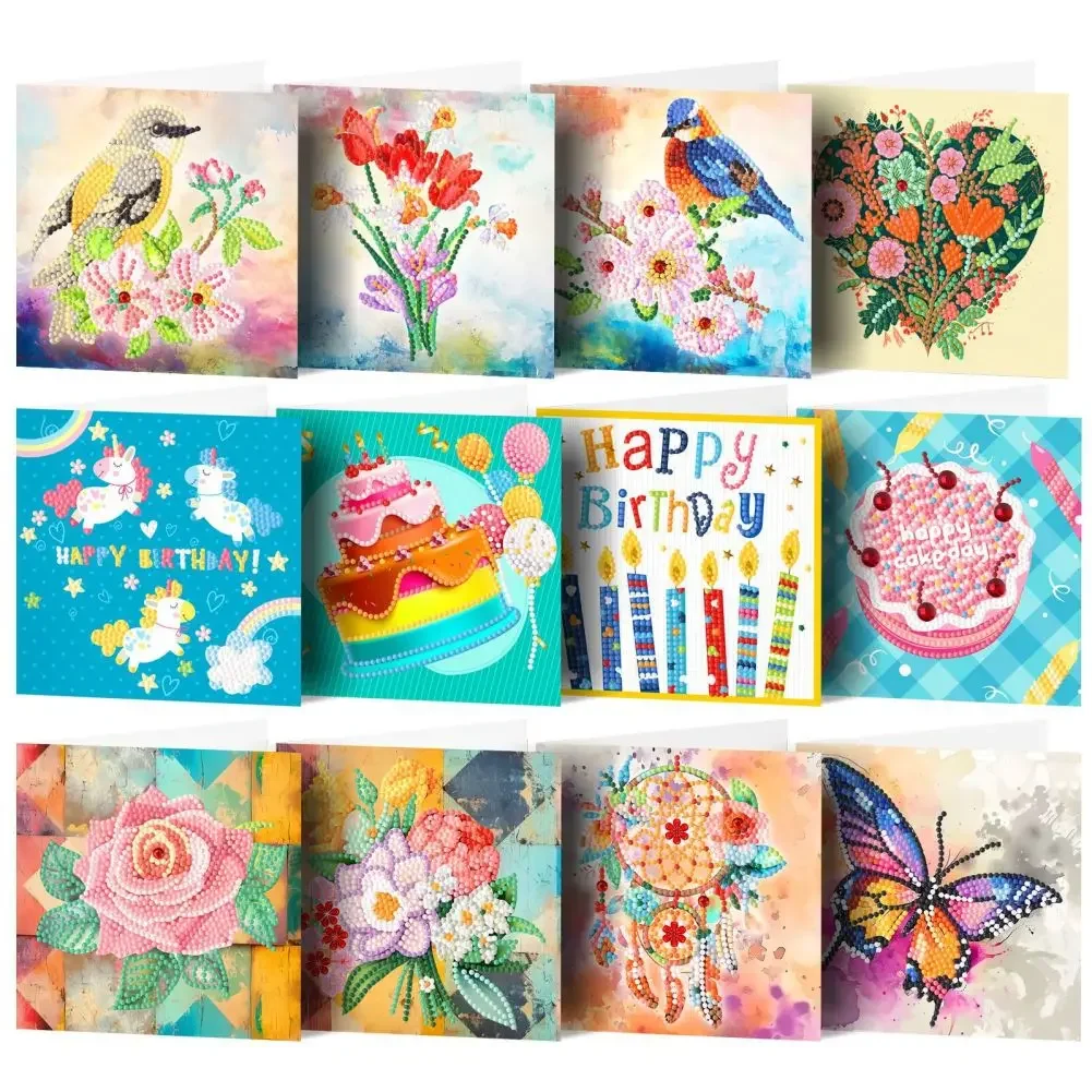 12 Packs Diamond Art Greeting Cards with Tool Drill Kit Flower Butterfly Arts Crafts Cards For Birthday DIY Gifts Party Supplies
12 Packs Diamond Art Greeting Cards with Tool Drill Kit Flower Butterfly Arts Crafts Cards For Birthday DIY Gifts Party Supplies