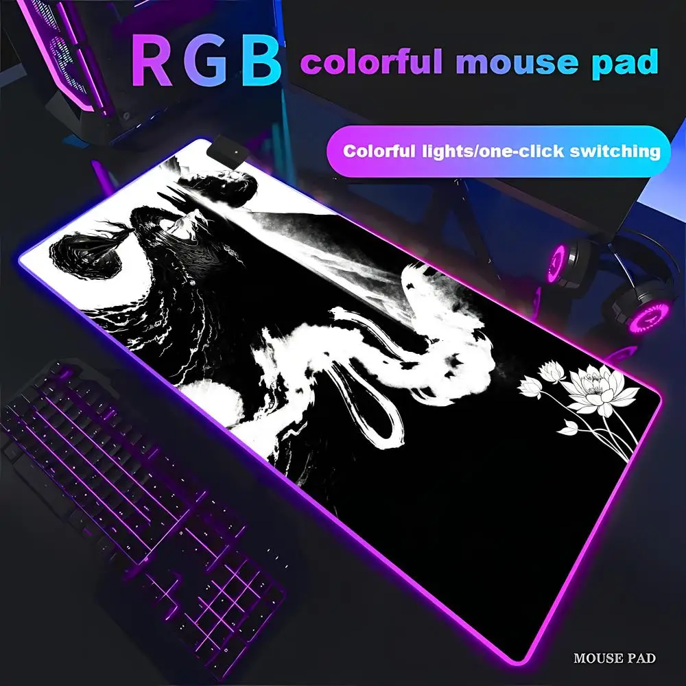 HYBXAXC Black White Lotus Wuxia Mouse Pad Aesthetic Asian Art Desk Mat for Home Office Beautiful RGB Mouse Pad Gamer LED Light
HYBXAXC Black White Lotus Wuxia Mouse Pad Aesthetic Asian Art Desk Mat for Home Office Beautiful RGB Mouse Pad Gamer LED Light