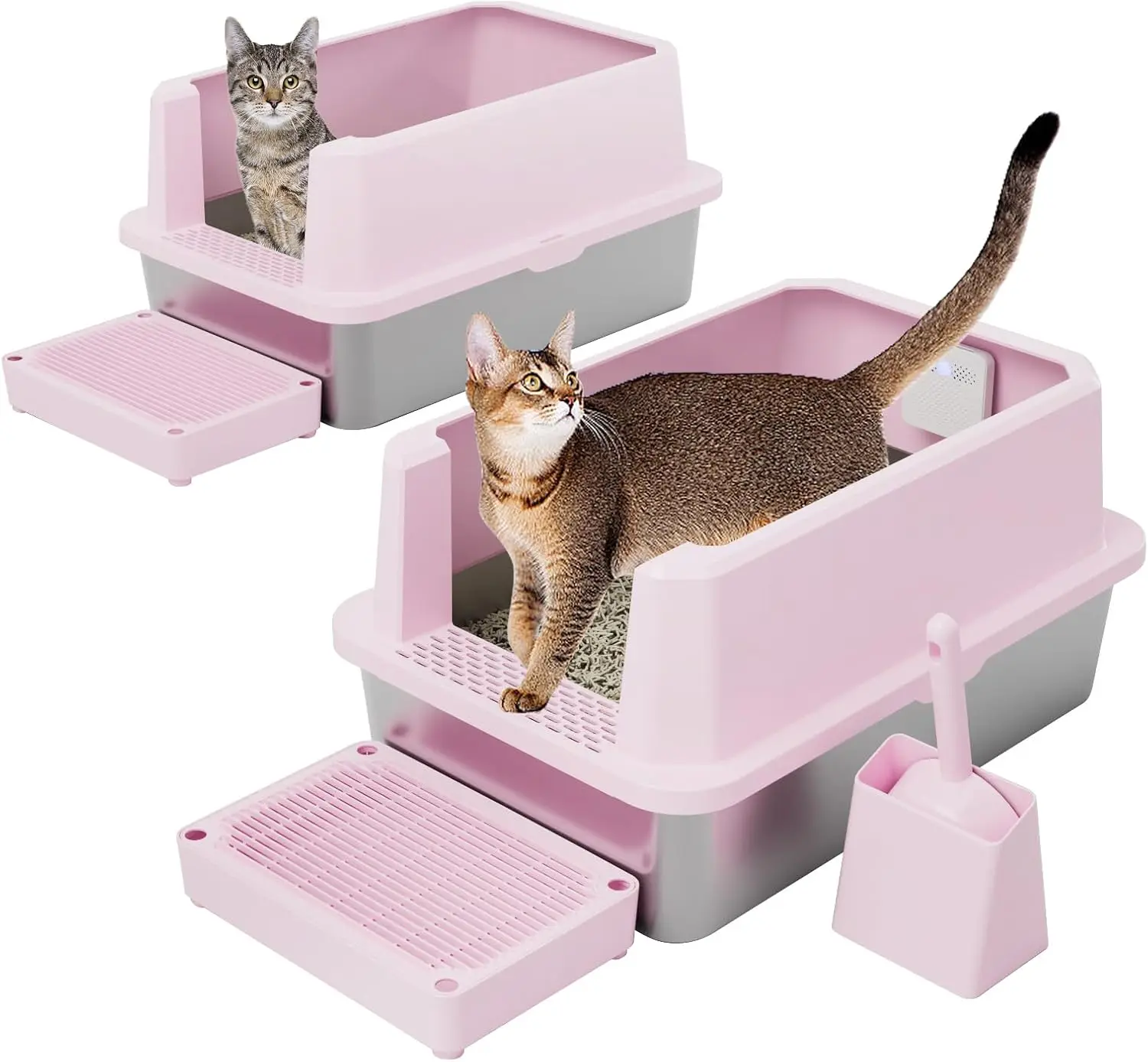 Large Pink Leakproof Cat Litter Box with Odor Control, Non-Stick Tray & Deodorizer - 2 Pack for Cats Up to 20 lbs
Large Pink Leakproof Cat Litter Box with Odor Control, Non-Stick Tray & Deodorizer - 2 Pack for Cats Up to 20 lbs