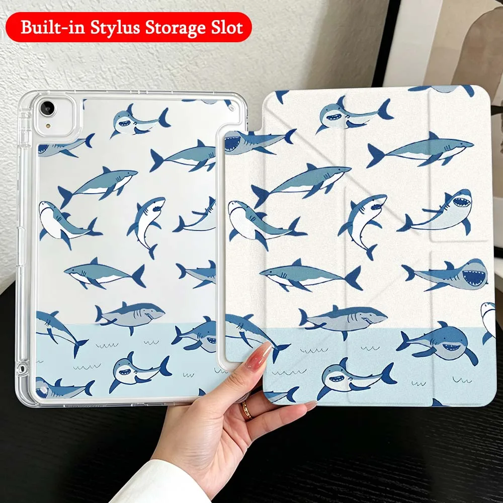 Cartoon shark For iPad Mini Pro Air 5 6 7 8 9 10th 11th 11 9.7 10.9 13 inch Transparent Y-Shaped Folding Tablet Case
Cartoon shark For iPad Mini Pro Air 5 6 7 8 9 10th 11th 11 9.7 10.9 13 inch Transparent Y-Shaped Folding Tablet Case