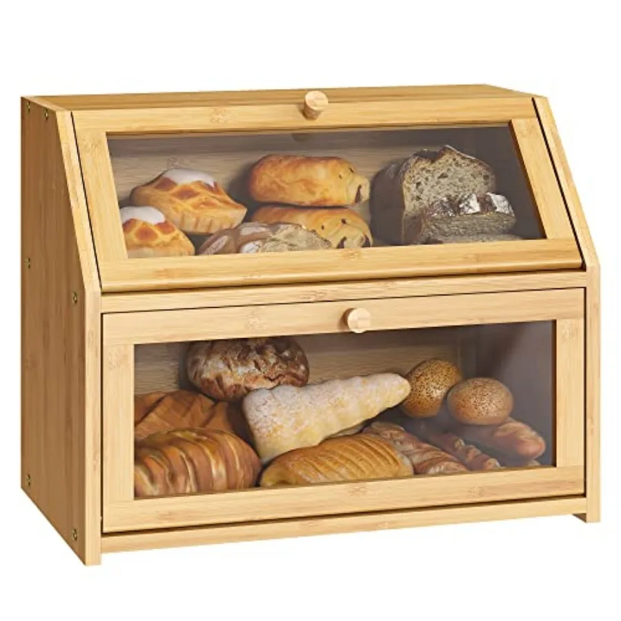 Farmhouse Bread Box for Kitchen Countertop Bread box Double Layer Bamboo Wooden Extra Large Capacity Bin Kitchen Food Storage C
Farmhouse Bread Box for Kitchen Countertop Bread box Double Layer Bamboo Wooden Extra Large Capacity Bin Kitchen Food Storage C