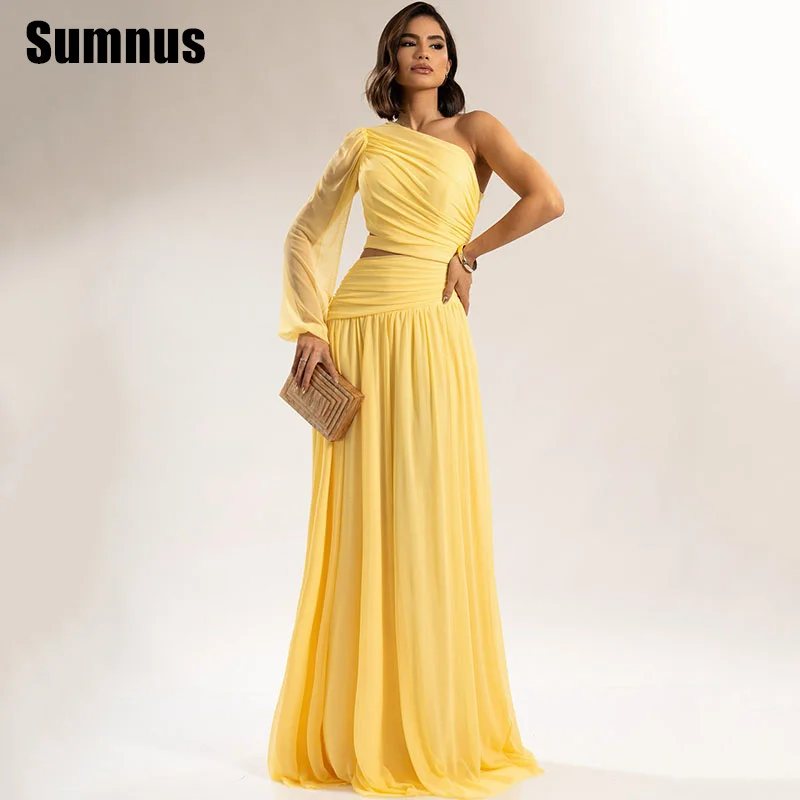 Sumnus Elegant Yellow Mermaid Prom Dresses One Shoulder Floor-Length Evening Dresses فساتين سهرة 2025 Customized
Sumnus Elegant Yellow Mermaid Prom Dresses One Shoulder Floor-Length Evening Dresses فساتين سهرة 2025 Customized
