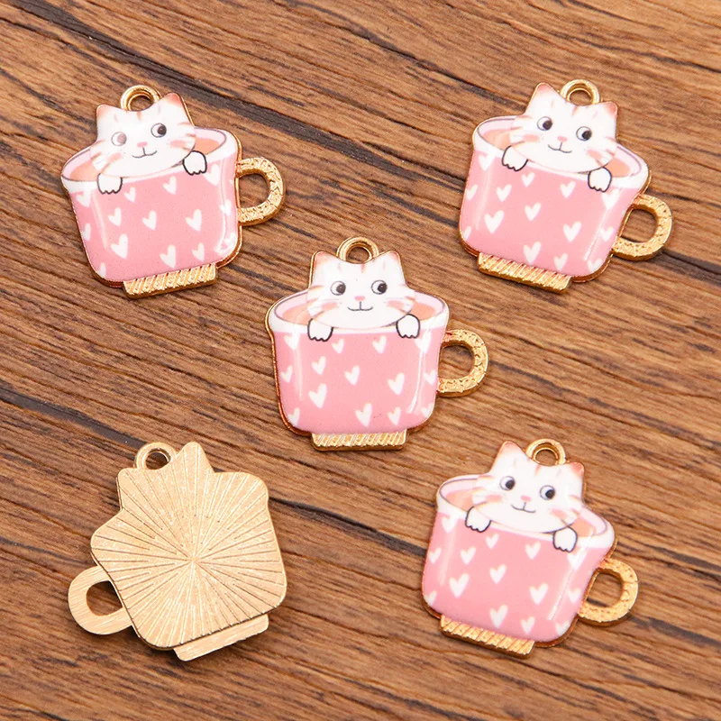 Enamel Cat Charms Cute Cartoon Kitten Metal Pendants for DIY Jewelry Making
Enamel Cat Charms Cute Cartoon Kitten Metal Pendants for DIY Jewelry Making