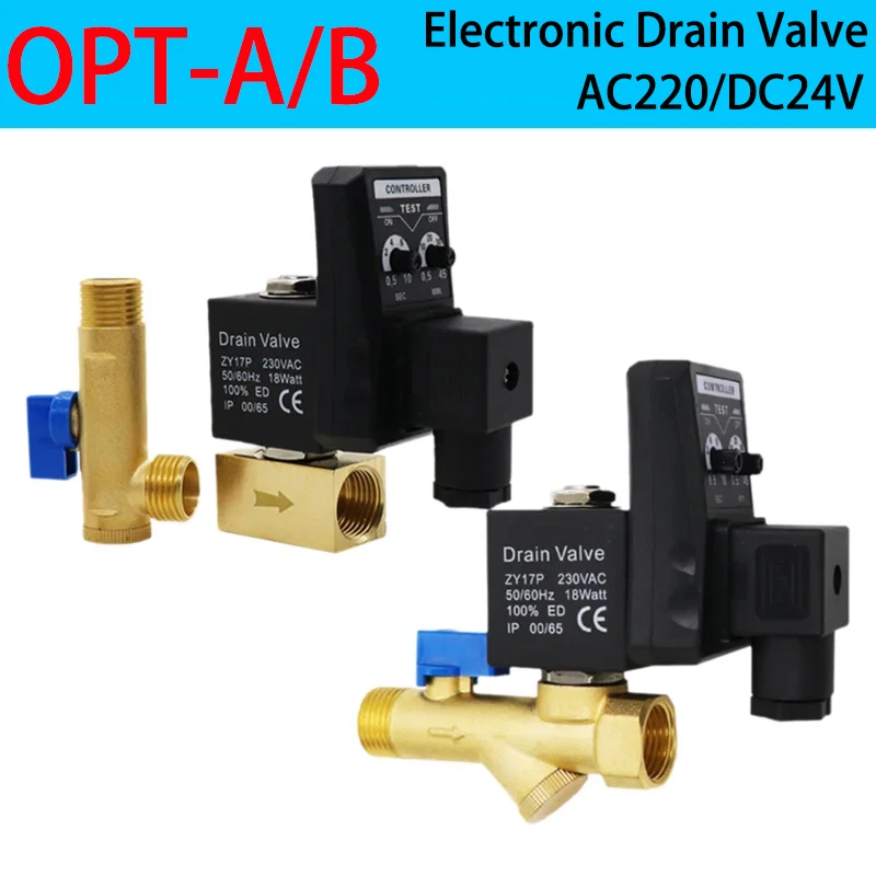 G1/2 DN15 Automatic Electronic Timed Drain Valve for Air Compressor Condensate Management Drain ValveOPT/A/B AC220V/DC24V
G1/2 DN15 Automatic Electronic Timed Drain Valve for Air Compressor Condensate Management Drain ValveOPT/A/B AC220V/DC24V