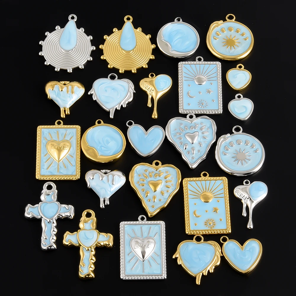 3pcs Silver/Gold Color Sun/Liquid Heart Stainless Steel Blue Enamel Pendants For Jewelry Making Supplies No Fade Charm Materials
3pcs Silver/Gold Color Sun/Liquid Heart Stainless Steel Blue Enamel Pendants For Jewelry Making Supplies No Fade Charm Materials