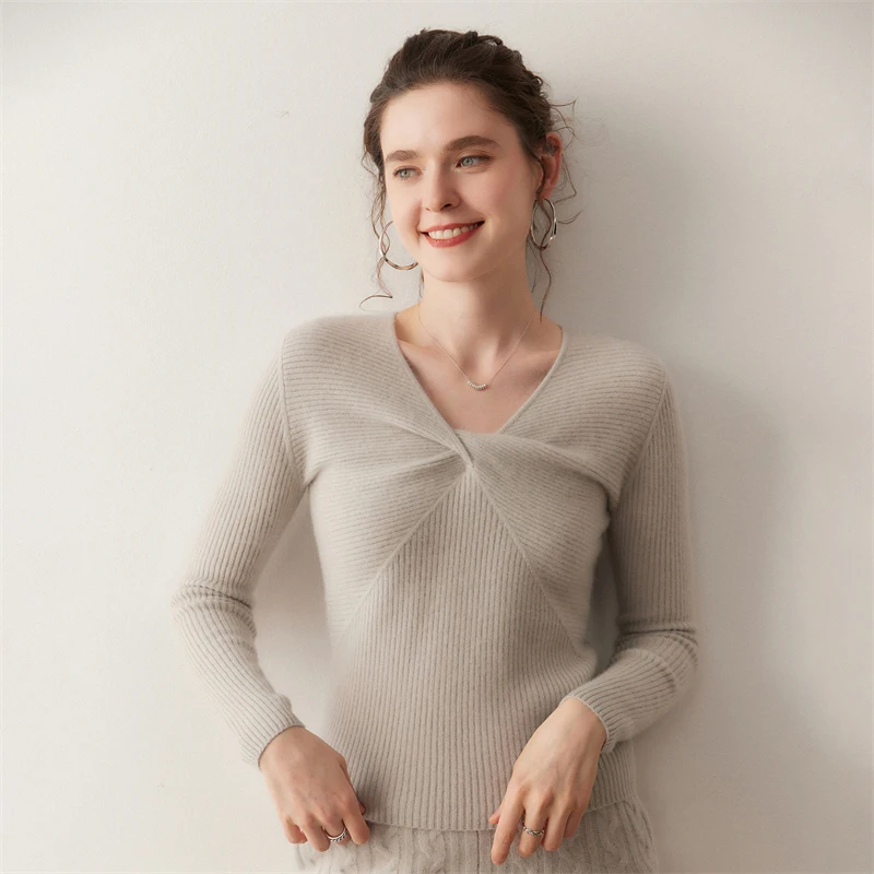 Chic Sweet Style Women's Sweater 100% Cashmere Knitted Pullover Autumn Winter Trend Design Cashmere Sweater Soft Elegant Tops
Chic Sweet Style Women's Sweater 100% Cashmere Knitted Pullover Autumn Winter Trend Design Cashmere Sweater Soft Elegant Tops