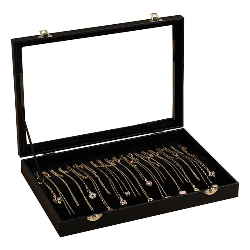 20 Hooks Necklace Organizer Box Necklace Display Case Jewelry Tray Necklace Storage Holder With Transparent Lid-A03I
20 Hooks Necklace Organizer Box Necklace Display Case Jewelry Tray Necklace Storage Holder With Transparent Lid-A03I