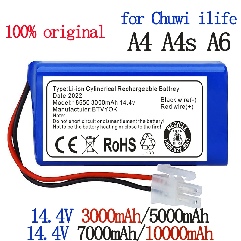 2022 New original Rechargeable ILIFE Battery 14.8V 7000mAh robotic vacuum cleaner accessories parts for Chuwi ilife A4 A4s A6
2022 New original Rechargeable ILIFE Battery 14.8V 7000mAh robotic vacuum cleaner accessories parts for Chuwi ilife A4 A4s A6