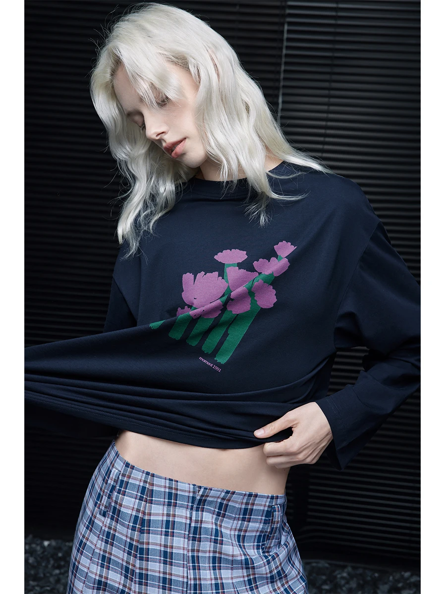 Свободная длинная хлопковая трикотажная футболка с принтом для женщин, уличная круглая футболка Ne, повседневная свободная посадка, осеннее новое поступление
Свободная длинная хлопковая трикотажная футболка с принтом для женщин, уличная круглая футболка Ne, повседневная свободная посадка, осеннее новое поступление