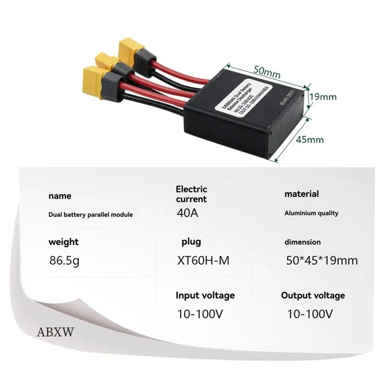 AW-Electric Bicycle Dual Battery Balanced Discharge Module 40A 10V-100V Ebike Accessories
AW-Electric Bicycle Dual Battery Balanced Discharge Module 40A 10V-100V Ebike Accessories