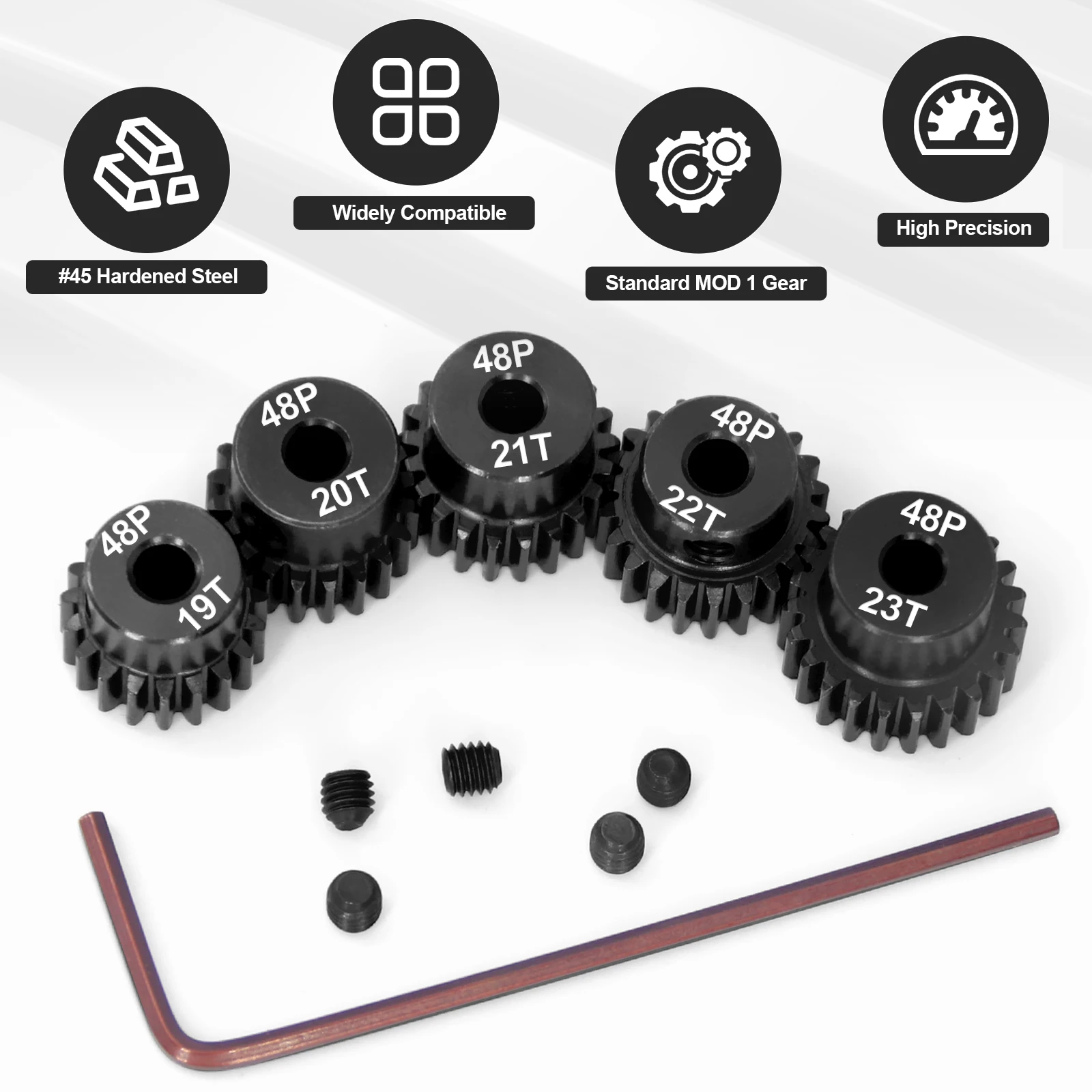 OGRC 48DP 19T-23T 24T-28T 29T-32T 38T 39T 40T 41T 42T Pinion Gear 3.175mm Shaft Pinion Gear for 1/10 RC Brushless Motor Gear
OGRC 48DP 19T-23T 24T-28T 29T-32T 38T 39T 40T 41T 42T Pinion Gear 3.175mm Shaft Pinion Gear for 1/10 RC Brushless Motor Gear