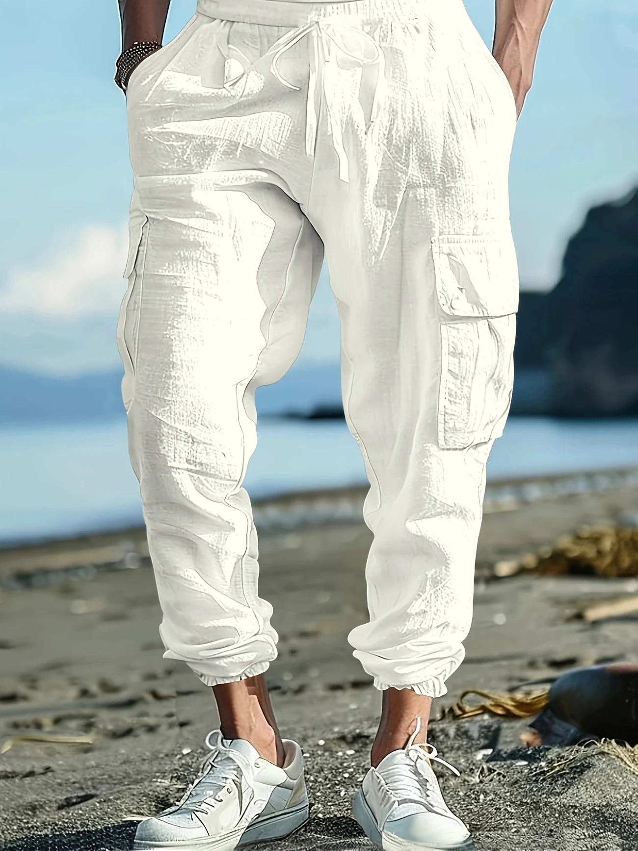 Men's Loose Fit Cotton Linen Cargo Jogger Pants Elastic Waist Drawstring Trousers with Pockets
Men's Loose Fit Cotton Linen Cargo Jogger Pants Elastic Waist Drawstring Trousers with Pockets