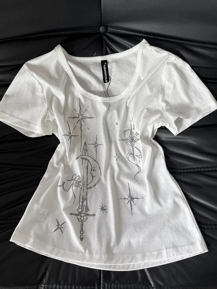 American Sweet Cool Style Short Sleeve T-Shirt Women's round Neck Slim Design Summer Top Printed Casual Slim Fit Tee
American Sweet Cool Style Short Sleeve T-Shirt Women's round Neck Slim Design Summer Top Printed Casual Slim Fit Tee