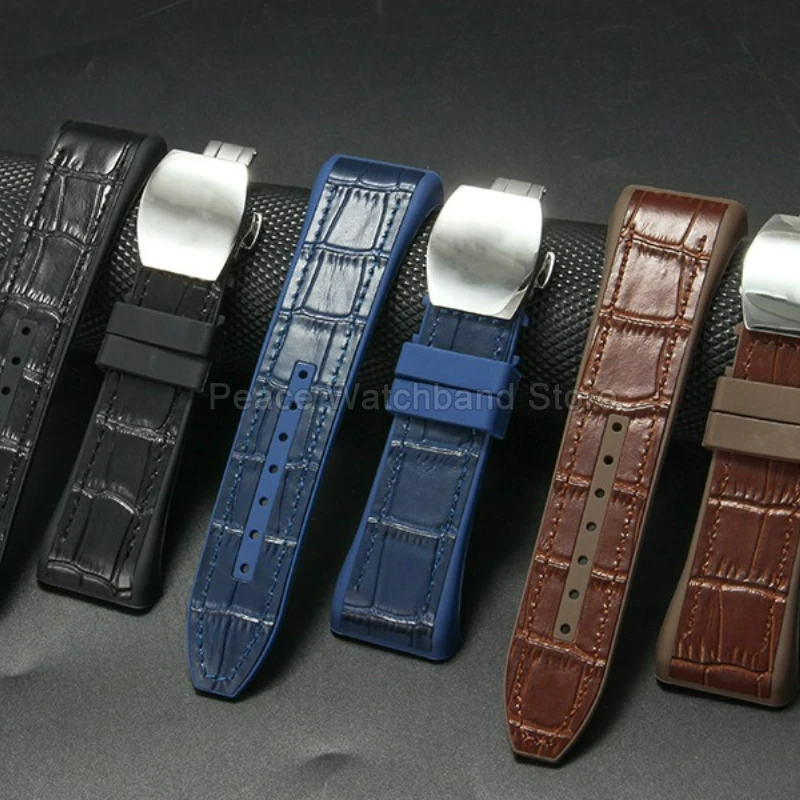 Silicone Back Design Genuine Leather Watch Accessories 28mm Waterproof Anti Slip for Franck Muller Vanguard Yachting Watch Strap
Silicone Back Design Genuine Leather Watch Accessories 28mm Waterproof Anti Slip for Franck Muller Vanguard Yachting Watch Strap