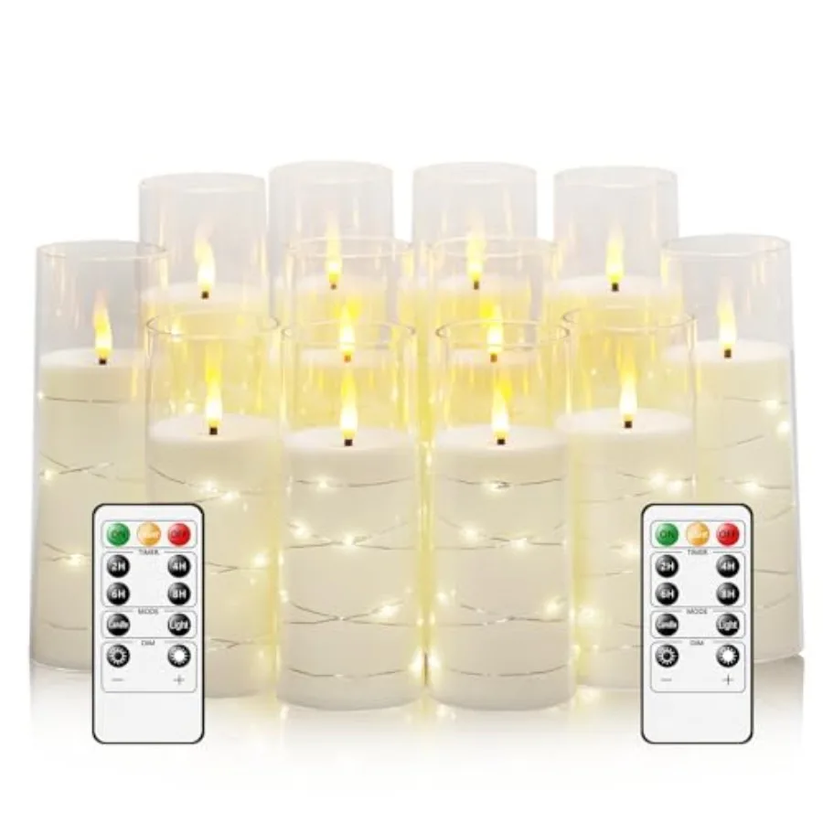 Flameless Candles with Embedded Star String - Battery Operated LED Candles with Remote 12 White Flickering Candles for Christma
Flameless Candles with Embedded Star String - Battery Operated LED Candles with Remote 12 White Flickering Candles for Christma