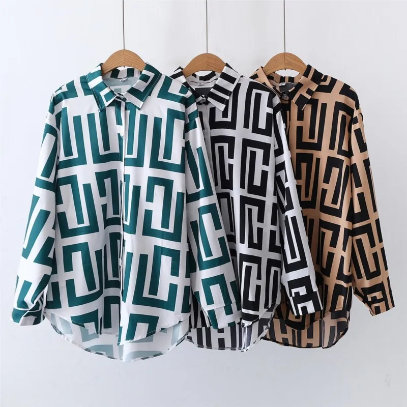 Spring Long Sleeve Shirts 2025 Elegant Geometric Printed Lapel Single Breasted Loose Casual Shirt Office Ladies Tops Streetwear
Spring Long Sleeve Shirts 2025 Elegant Geometric Printed Lapel Single Breasted Loose Casual Shirt Office Ladies Tops Streetwear