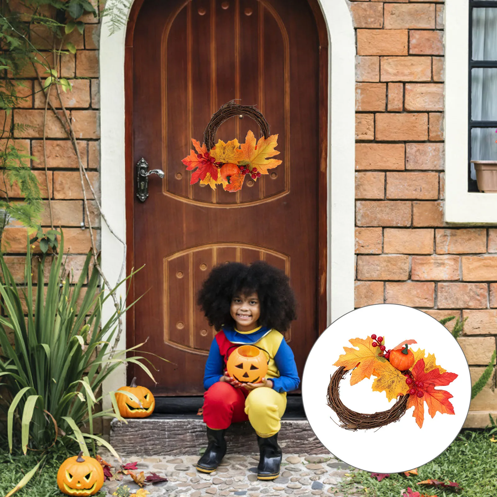 Premium Maple Leaf Wreath Halloween Decor Artificial Pumpkin Garland Harvest Party Wall Hanging Adornment Door Bedroom
Premium Maple Leaf Wreath Halloween Decor Artificial Pumpkin Garland Harvest Party Wall Hanging Adornment Door Bedroom
