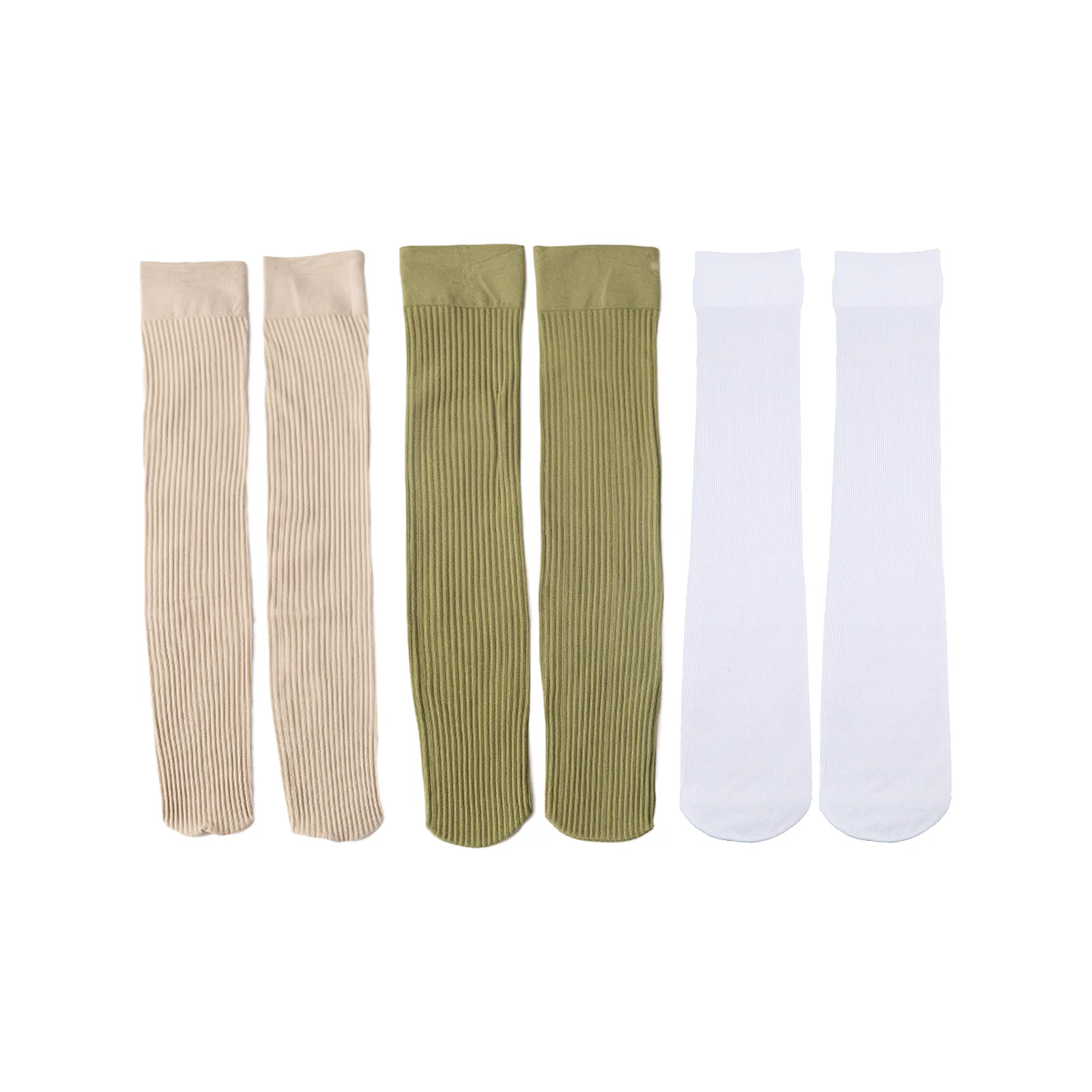 Бархатные тонкие утягивающие носки для икроножек, трехцветная комбинация (абрикосовый + армейский зеленый + белый)
Бархатные тонкие утягивающие носки для икроножек, трехцветная комбинация (абрикосовый + армейский зеленый + белый)